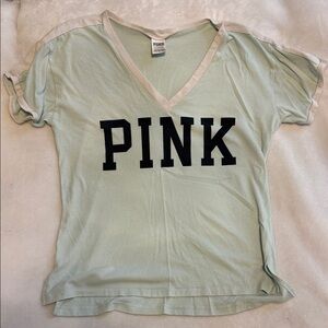 PINK Victoria's Secret Light Green V-Neck Tee
